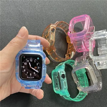 Silikono Sporto Diržu, Apple Watch Band Serijos 6 5 4 SE 40mm 44mm Skaidrus Apyrankė iWatch Bnads 3 38mm 42mm Watchband