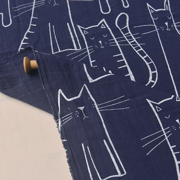 135x50cm Cute Kačių Plauti Medvilnės, Lino Audinio siuvimo Originalus, Drabužiams Suknelė Staltiesė Pagalvę, Užuolaidų audinys