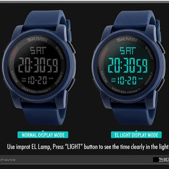 SKMEI 1257 LED Skaitmeninio Signalo vyriški Laikrodžiai Daugiafunkciniai Silikono Juosta atspari Vandeniui Sporto Laikrodžiai Vyrų Laikrodis Vyrų Relogio Masculino