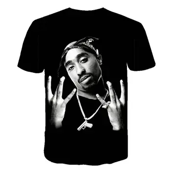 Mados Vyrai Moterys Reperis 2pac Tupac 3D Spausdinimo T Marškinėliai Atsitiktinis Cool Plus Size Viršūnes 5XL
