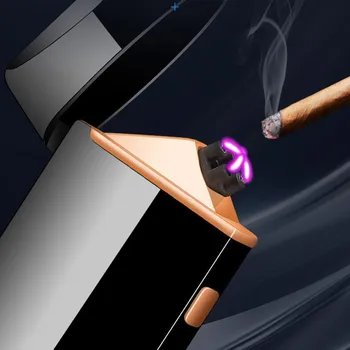 Naujas USB įkrovimas cigarečių degiklio Vėjo flameless Elektroninių lengvesni Plazmos Dvigubo Kampo cigarų žiebtuvėliai Vyro Dovana
