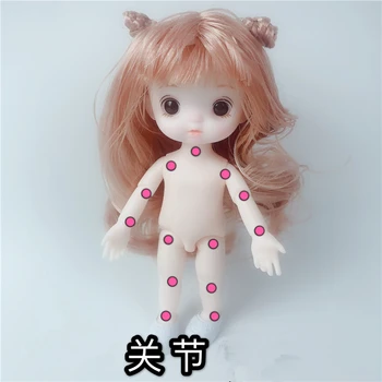 Naujas 16cm BJD Doll 13 Kilnojamojo Sujungta Lėlės Mielas Kelių Spalvų Šukuosena Lėlė Mergaitėms, Žaislai Moters Nuogas Kūnas Mados Dovana