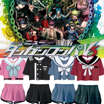 Anime Danganronpa V3: Žuvo Harmonijos Saihara Shuichi Cosplay Kostiumų Pasėlių Viršuje Šortai Dviejų dalių Rinkiniai Helovinas kostiumai dress NAUJA