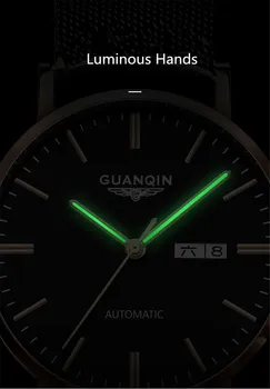 GUANQIN Relogio Masculino Automatinė Safyras Mechaninė Vyrai Žiūrėti Vandeniui Plieno Laikrodis Vyrų Laikrodis otomatik erkek siųsti