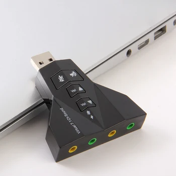 Virtualus 7.1 Kanalo Garso Garso Kortelės Adapteris Nešiojamas PC Mic 3.5 mm Sąsajos USB Mic Garsiakalbio Adapteris Paprasta Naudoti