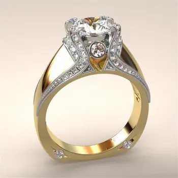 Mados moterų naujas pilnas karūna žiedo spalvų atskyrimas vestuvinis žiedas