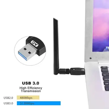 Naujausias 1300Mbps Belaidis USB Wi-fi Adapteris 600Mbps Mokestis Vairuotojo USB LAN Ethernet 2.4 G/5.8 G Dual Band USB Tinklo plokštė Wifi Dongle