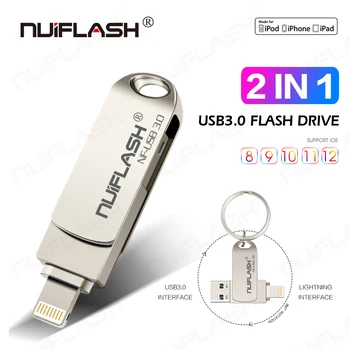 Originalus Nuiflash Flash Diskas 128GB 256 GB iXpand Eiti USB 3.0 Pendrive Memory Stick Metalo OTG Dual Slot U Disko iPhone/iPad/VNT