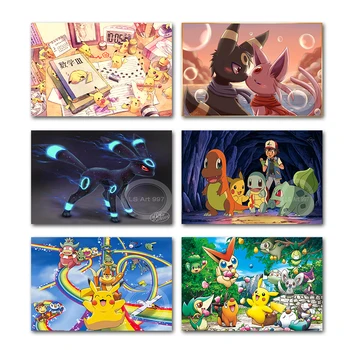 Pokemon Anime Plakatas Žaidimas Menas Drobė, Tapyba Animacinių Filmų Vaidmenį Pikachu Freskos Vaikams Dovanų Miegamųjų Namo Bendrabučio Apdailos Nuotrauką