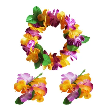 3pcs/set Spalvinga Atogrąžų Havajų Luau Leis Gėlės Lankelis Juostos Vinjetė Karoliai Šalies Prekių
