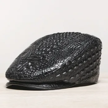 Aukštos klasės krokodilo odos skrybėlę klasikinis beretė vyriški Golfo bžūp