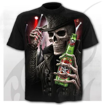 Camiseta de siaubo para hombre, remera 3D con cabeza de calavera y grim reaper, camisetas de moda de verano, ropa de calle de ta