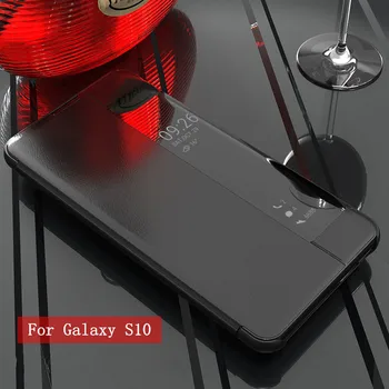 Samsung Galaxy S10 Atveju PU Odos Apversti Smart Touch Peržiūrėti Langų Padengti Samsung S10 S8 S9 Plus Pastaba 9 8 J4 J6 2018 Coque