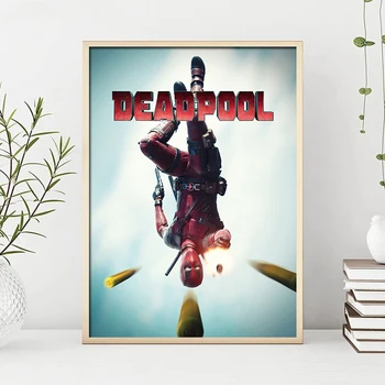 Marvel Superhero Movie Deadpool Įdomių Meno Plakatų ir Freskos Sienos Nuotraukas Namo Kambarį Apdailos Drobė, Tapyba