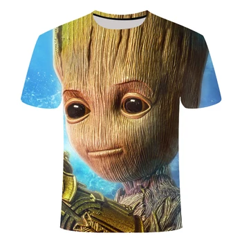 Superherojus Groot Filmo Globėjas Paukščių tako vyriški T-shirt Vasaros Naują 3D Spausdinimo Groot Vazonas Atsitiktinis Vaikų marškinėliai