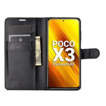 Mados Piniginė PU Oda Atveju Padengti Xiaomi Poco X3 NFC atverčiamasis dangtelis Apsaugos Telefono Atgal Apvalkalas Su Kortelių Turėtojams