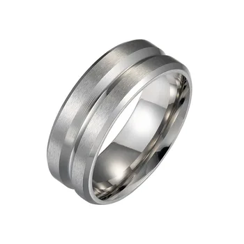 Juodas žiedas vyrams ir moterims groove nerūdijančio plieno vestuviniai žiedai mados paprasta heteroseksualių žiedas atsitiktinis vyrų ir moterų papuošalai