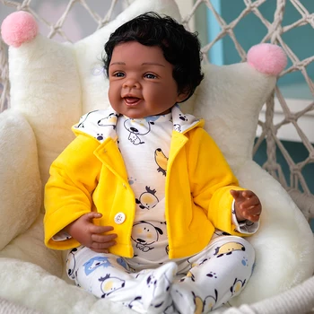 55CM Reborn Baby Doll 22 Colių Juoda Oda Afrikos Reborn Lėles Minkšta Nekilnojamojo Tikroviška Žaislai Vaikams, Kūdikiams, Vaikams, Žaisti Žaislas Dovanos