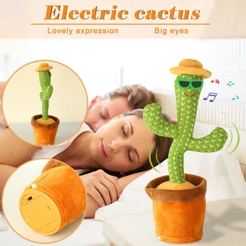 Šokių kaktusas žaislas šviesos įrašymo elektros drebulys šokių pliušinis žaislas mielas šokių kaktusas ikimokyklinio ugdymo žaislas