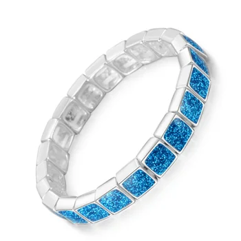 Populiarus Sidabro Padengtą Nuorodą Grandinės Vienas Kvadrato Formos Blue Opal Opalite Žavesio Apyrankę Papuošalai