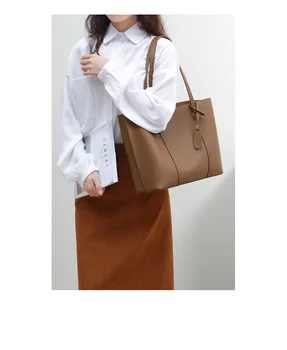 Moterų 2020 m. naujos mados odos didelės talpos nešiojamas vieno peties nešti maišą commuter krepšys