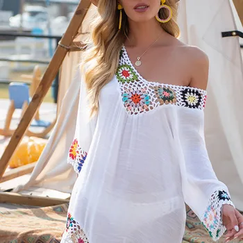 2021 Naujas Moterų Nėrimo Šifono Kutas maudymosi kostiumėlį Paplūdimio Bikini Padengti Ups, maudymosi Kostiumėliai, Vasaros Paplūdimio Suknelė