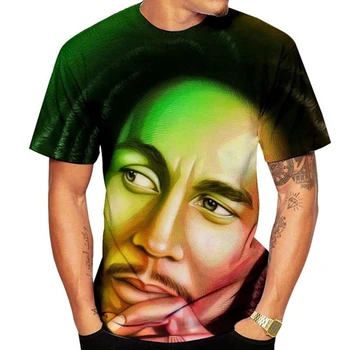 Naujas Mados Bob Marley Cool Dizaino 3D Atspausdintas T-shirt Vyrai Ir Moterys Geros Kokybės Viršūnes Atsitiktinis Marškinėliai Camiseta