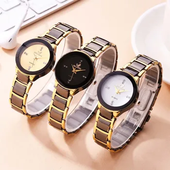 Prabangių Laikrodžių Moterų Nerūdijančio Plieno Dirželis Raundo Žiūrėti Ponios Mados Pin Sagtis Paprasta Kvarciniai Laikrodžiai Relojes Para Mujer