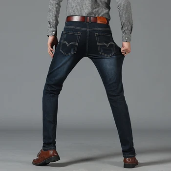 Jeans Mens Prekės Aukštos Kokybės Mėlyna Ruožas Džinsinio Džinsus Mados Plisuotos Kišenėje akcijų Kelnės Kelnės elastinga