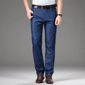 BAO SHAN classic prekės ženklo siuvinėjimo prabangūs aukštos kokybės lajocelis lengvas džinsai verslo atsitiktinis vyriški tiesiai džinsinio džinsus