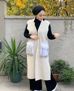 Müslüman Giyim Yelek Tunik Abaja 2021 Modelis Bayan Giyim Kısa Kollu Hırka