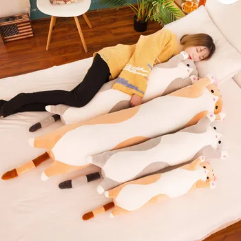 Zqswkl 130cm mielas minkštas ilgą pagalvę katė pliušinis žaislas didelės miega lėlės gimtadienio dovana įdaryti žaislai mergina kawaii kambario dekoro