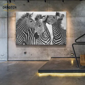 Juoda ir Balta 3 Zebra Nuotrauką Šiuolaikinio Namų Dekoro Šiaurės Drobės Tapybos Sienos Menas Spausdinti Mielas Gyvūnų Plakatas Šiaurės Miegamasis