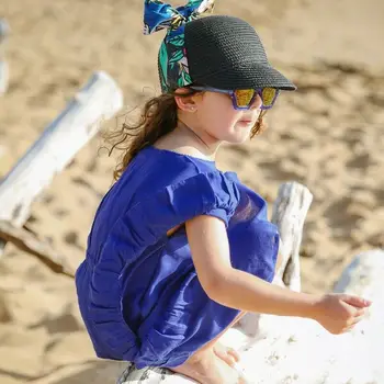 Vaikai Paplūdimio maudymosi kostiumėlį Danga-ups Vasaros Bamblys Kūdikių Mergaičių Suknelė Viršų Ruffles Rankovėmis Paplūdimio Prarasti Padengti Iki Paplūdimio Mini Suknelės