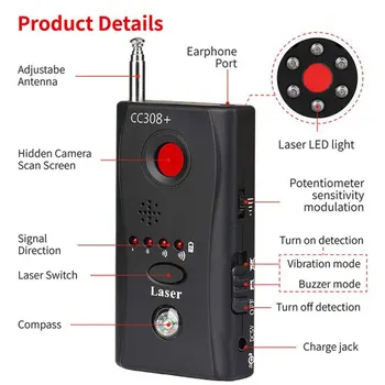 Stabdžių slaptosios Kameros Objektyvą Klaidą Detektorius) GSM GPS Signalų Ieškiklis RF 2020 m.