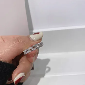 Aukštos Kokybės Cirkonis Grandinės Žiedas Juvelyriniai Dirbiniai Moterų Prabangus Elegantiškas Paprasta Asmenybė Korėjos Ponios Piršto Žiedai, Papuošalai Dovana