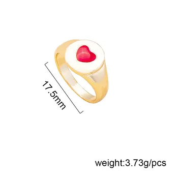 2021 Ins Madinga Aukso Širdies Red Emalį Netaisyklingos Geometrinės Minimalizmas Piršto Žiedai Korėjos Mados Moterų, Šaliai, Papuošalai