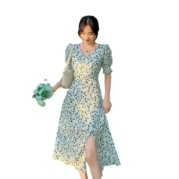 Vasaros 2021 Naują Atvykimo Harajuku Gėlių Eam Suknelė Moterų Grupė Prancūzijos Vintage Retro Olis Atsitiktinis Clud Mini Seksualus Suknelės Zaraing