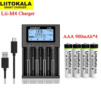 LiitoKala Lii-M4 li jonų baterijos Kroviklis Protingo Įkroviklio Bandymo pajėgumas + Lii-AA, 1.2 V AAA NiMH 900mAh 2500mAh Įkraunamas baterijas