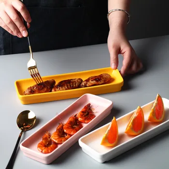Modernus Japoniškas Stilius Suši Ekranas Plokštės Stačiakampio Formos Tarnauja Dėklas Keramikos Tortas Indai Nustatyti Užkandžiai Turėtojas Retro Tablewares