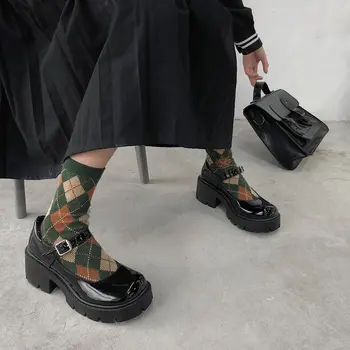 Mažas odos batai moterims 2021 metų pavasario modelių Mary Jane bateliai moterims Japonijos aukšti kulniukai retro platforminiai batai moterims