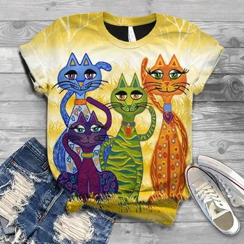 Originalūs Moteriški marškinėliai 2021 Ponios T-shirt Harajuku Didelio Dydžio Juokinga Stiliaus Mielas Gyvūnas Nemokamai Paukščių 3D Spausdinimo Naujas Mados