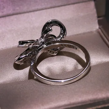 Madinga kokybės Bowknot Vestuviniai Žiedai, Moterų Papuošalai Kubinių Zirconia Sužadėtuvių Pasiūlymą Žiedas Moterų anillos bijoux