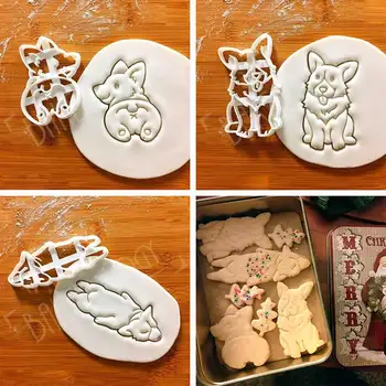 3 Tipas 3Pcs/set Mielas Corgi Šuo Formos Cookie Cutters Pelėsių Virtuvės Bakeware 