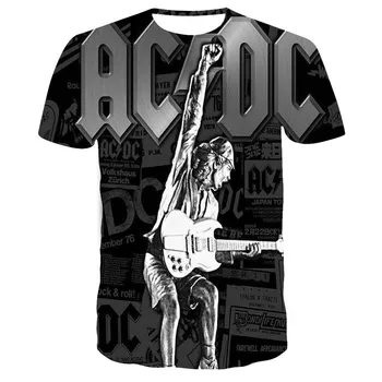 2021 naujas vasaros 3D AC/DC letter spausdinimo T-shirt vyrai negabaritinių roko grupė viršuje T-shirt Harajuku kvėpuojantis O-kaklo dydis 110-6XL