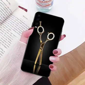HPCHCJHM Plaukų Stilistas Žirklės Teptuku jungiklis Minkštas Black Telefoną Atveju Huawei P40 30 P20 lite Pro Mate 20 Pro P Smart 2019 ministras