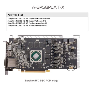 Bykski A-SP58PLAT-X Full Padengti GPU Vandens Blokas Safyras RX580 Nitro+ vaizdo plokštės,VGA Skysčio Aušintuvas 5V A-RGB/12V RGB