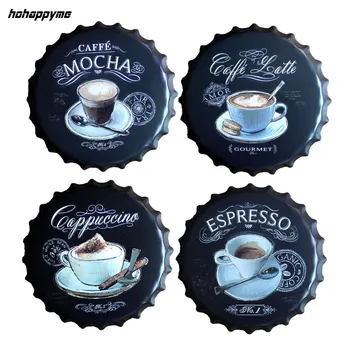 Espresso, Caffe Latte Alaus Butelį Dangteliu Metalo Kavos Sienos Plokštelės Retro Meno Plakatas Metalo Derliaus Alavo Ženklai Tapybos Namų Dekoro 40CM