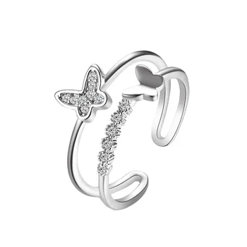 Naujas Crystal Butterfly Žiedai Moterų, Mergaičių Paprasta Atidaryti Reguliuojamas Valymo Drugelis Žiedų Mados Šalis, Vestuvių Papuošalai, Dovanos