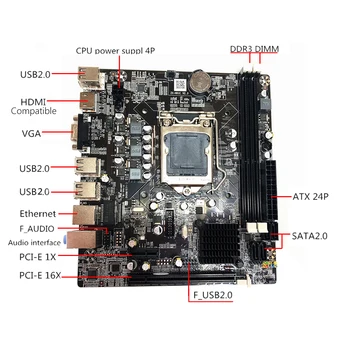 2021 Naują Motininę Nustatyti LGA 1155 Pin 2 gb DDR3 Tinklo plokštė VGA su HDMI Suderinamo KOMPIUTERIO pagrindinė Plokštė su Atminties H61